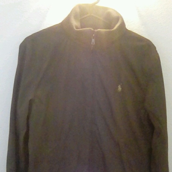 Ralph Lauren Jacket Men's Polo Full Zip Hood Fleece Lined Green Medium Polyester